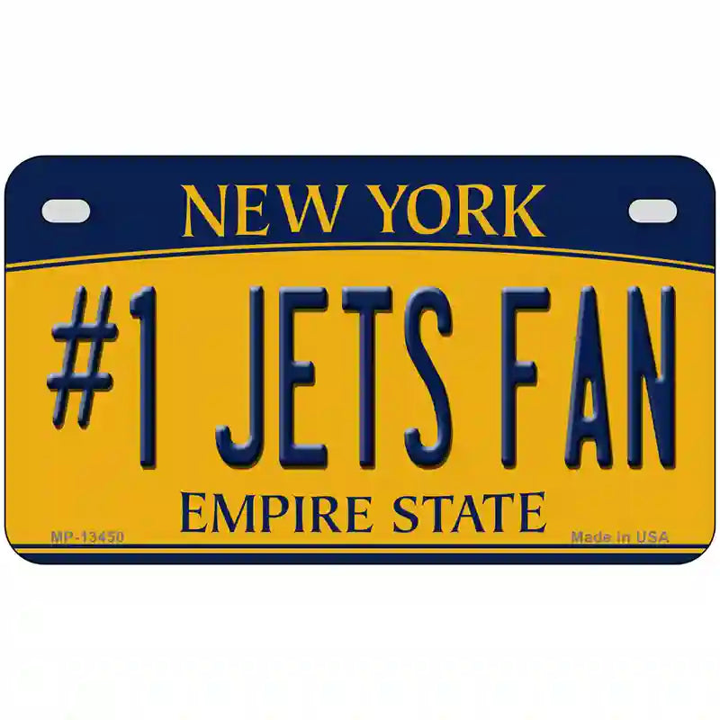Numbers 1 Jets Fan Novelty Metal License Plate Tag 7" x 4" (MP)