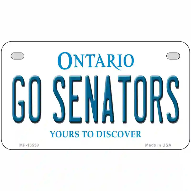 Go Senators Novelty Metal License Plate Tag 7" x 4" Motorcycle (MP)