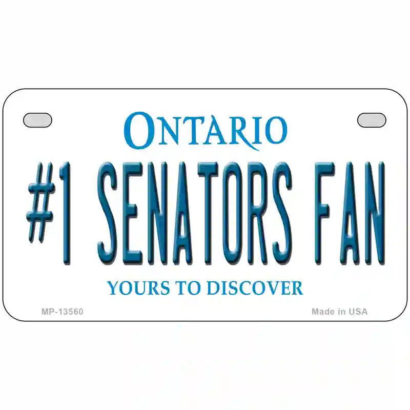 Number 1 Senators Fan Novelty Metal License Plate Tag 7" x 4" Motorcycle (MP)