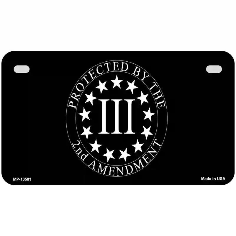 Protected by 2nd Amendment Novelty Metal License Plate Tag 7" x 4" (MP)