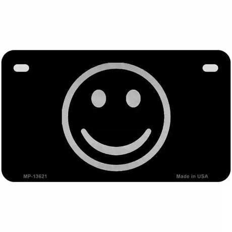 Smiley Black Novelty Metal License Plate Tag 7" x 4" (MP)