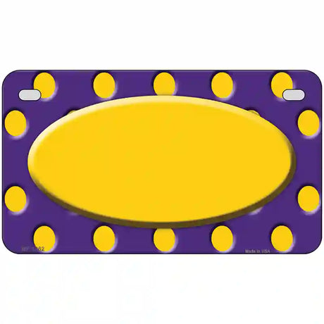 Yellow Purple Polka Dot Center Oval Metal Novelty License Plate 7" x 4" Motorcycle (MP)