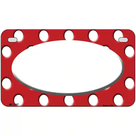White Red Polka Dot Center Oval Metal Novelty License Plate 7" x 4" Motorcycle (MP)
