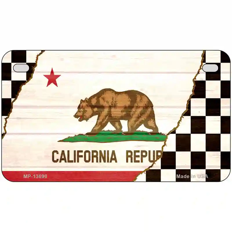 California Racing Flag Novelty Metal License Plate Tag 7" x 4" Motorcycle (MP)