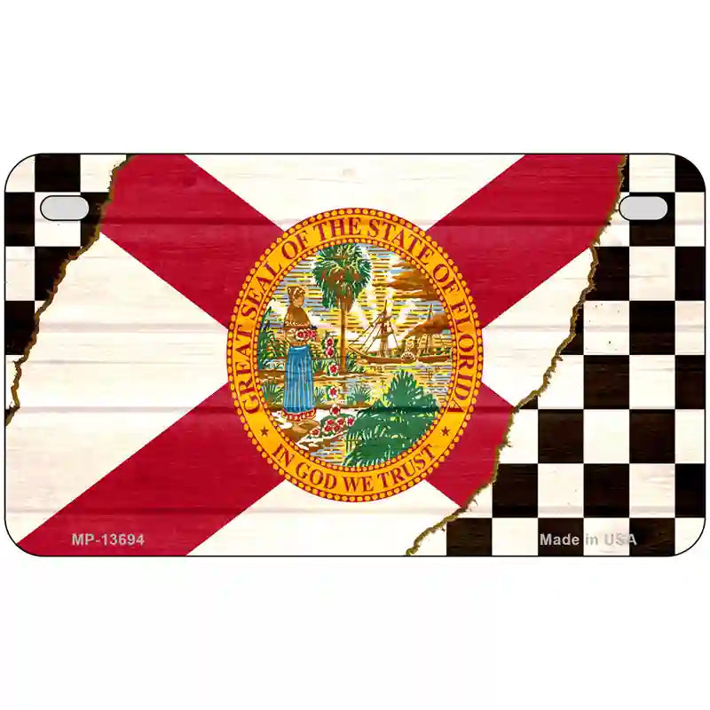 Florida Racing Flag Novelty Metal License Plate Tag 7" x 4" Motorcycle (MP)