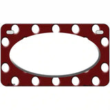 White Burgundy Polka Dot White Center Oval Metal Novelty License Plate 7" x 4" (MP)
