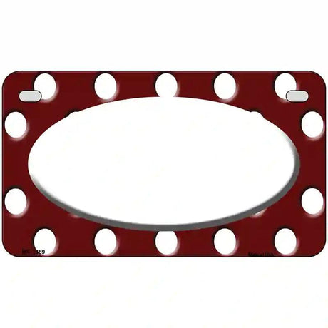 White Burgundy Polka Dot White Center Oval Metal Novelty License Plate 7" x 4" (MP)