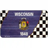 Wisconsin Racing Flag Novelty Metal License Plate Tag 7" x 4" (MP)