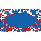 Patriotic Camouflage With Blue Center Oval Metal Novelty License Plate