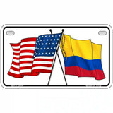 Colombia USA Crossed Flags Novelty Metal License Plate Tag 7" x 4" (MP)