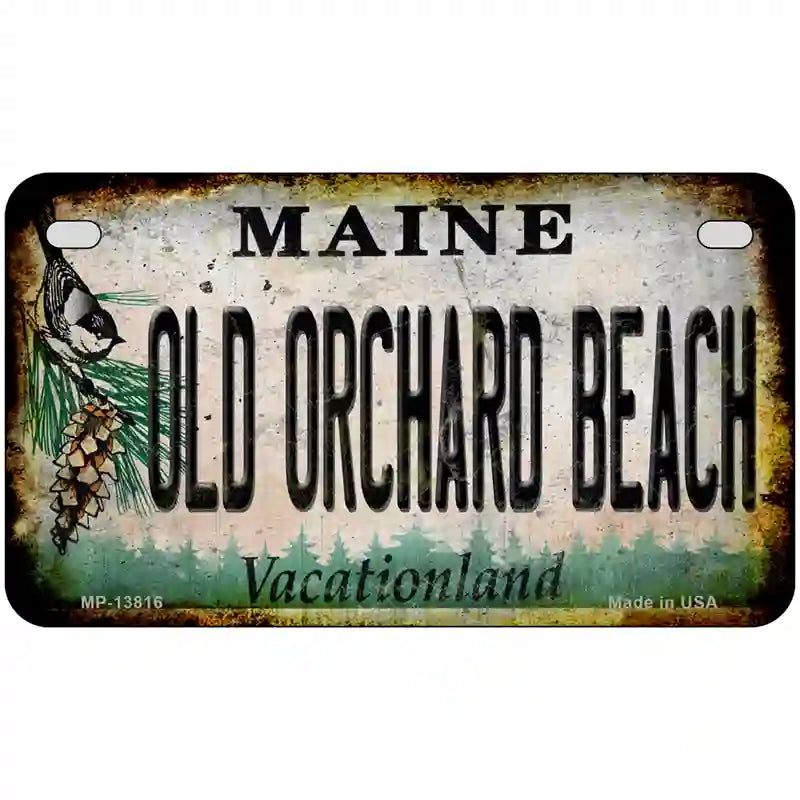 Old Orchard Beach Maine Rusty Novelty Metal License Plate Tag 7" x 4" Motorcycle (MP)