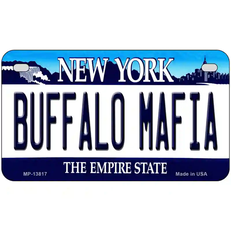 Buffalo Mafia New York Novelty Metal License Plate Tag 7" x 4" Motorcycle (MP)