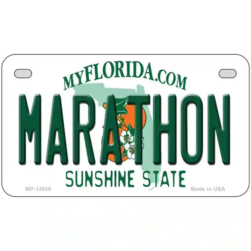 Marathon Florida Novelty Metal License Plate Tag 7" x 4" Motorcycle (MP)