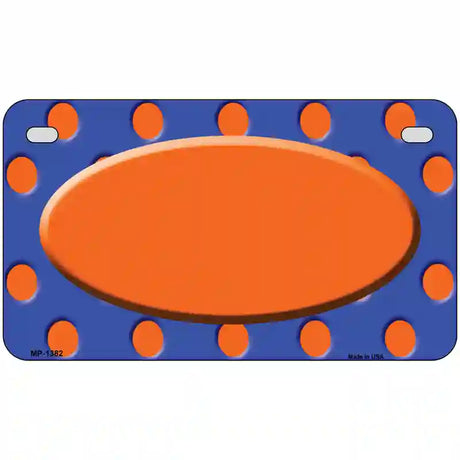 Orange Royal Blue Polka Dot Orange Center Oval Metal Novelty License Plate 7" x 4" Motorcycle (MP)