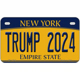 Trump 2024 New York Novelty Metal License Plate 7" x 4" Motorcycle (MP)