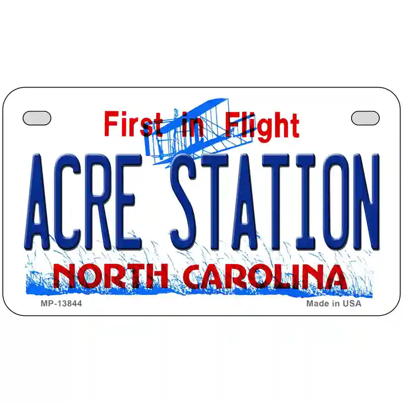 Acre Station North Carolina Novelty Metal License Plate Tag 7" x 4" Motorcycle (MP)