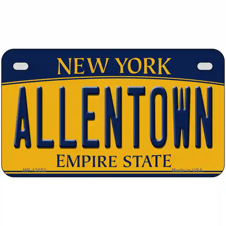 Allentown NY Yellow Novelty Metal License Plate Tag 7" x 4" (MP)
