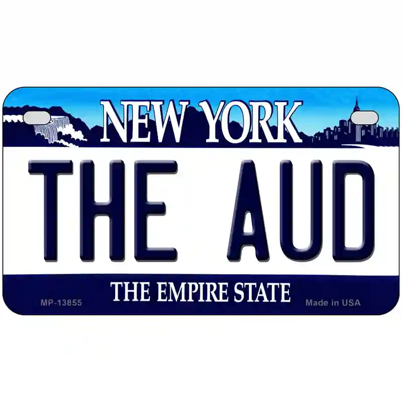 The Aud NY Blue Novelty Metal License Plate Tag 7" x 4" Motorcycle (MP)