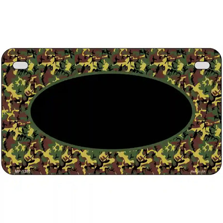 Green Camo Oval With Black Oval Center Metal Novelty License Plate 7" x 4" Motorcycle (MP)