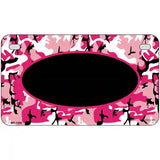 Pink Camo With Black Center Oval Metal Novelty License Plate 7" x 4" (MP)