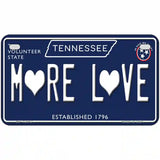 More Love Hearts Tennessee Blue Novelty Metal License Plate Tag 7" x 4" Motorcycle (MP)