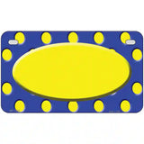 Yellow Royal Blue Polka Dot Center Oval Metal Novelty License Plate 7" x 4" (MP)