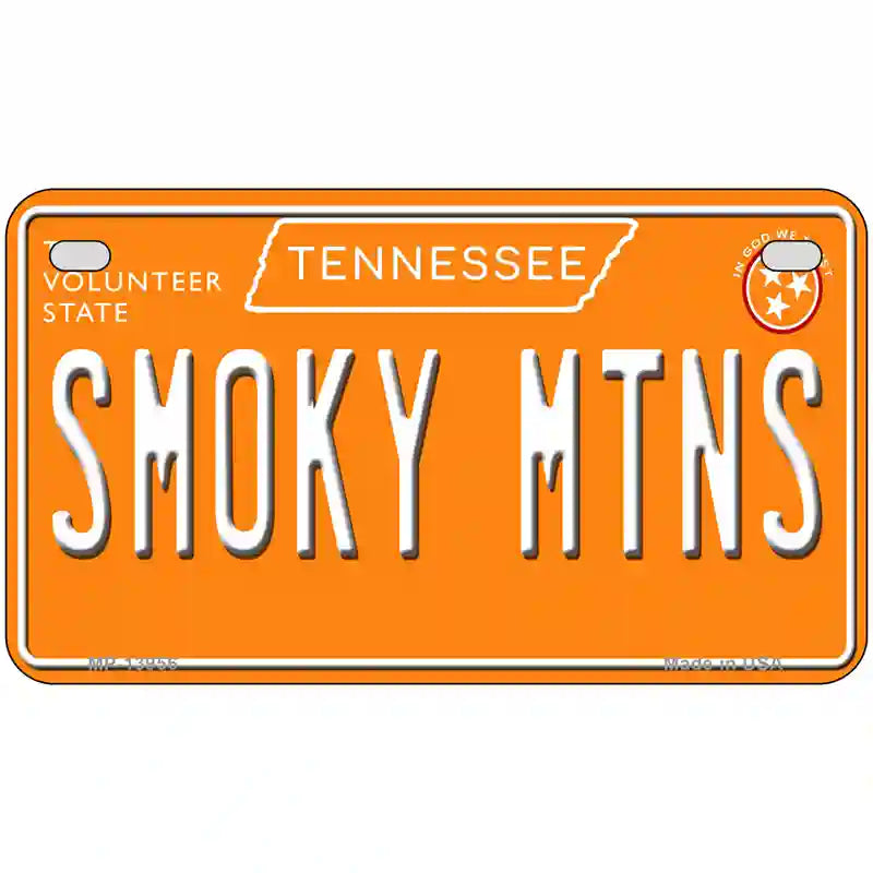 Smoky Mtns Tennessee Orange Novelty Metal License Plate Tag 7" x 4" Motorcycle (MP)