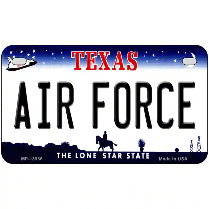 Texas Air Force Novelty Metal License Plate Tag 7" x 4" Motorcycle (MP)