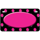 Pink Black Polka Dot Pink Center Oval Black Metal Novelty License Plate 7" x 4" (MP)