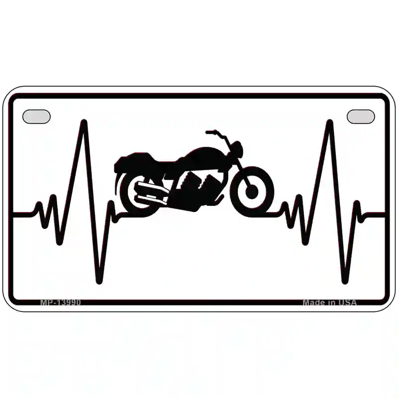 Motorcycle Heart Beat Novelty Metal License Plate Tag 7" x 4" Motorcycle (MP)