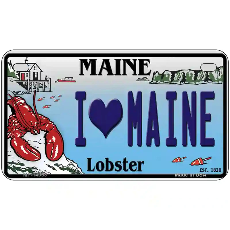 I Heart Maine Lobster Novelty Metal License Plate 7" x 4" (MP)