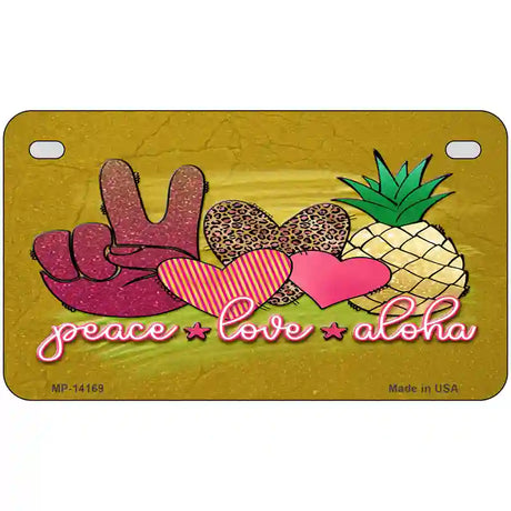 Peace Love Aloha Novelty Metal License Plate 7" x 4" (MP)