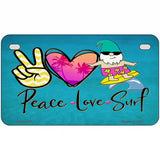 Peace Love Surf Novelty Metal License Plate 7" x 4" (MP)