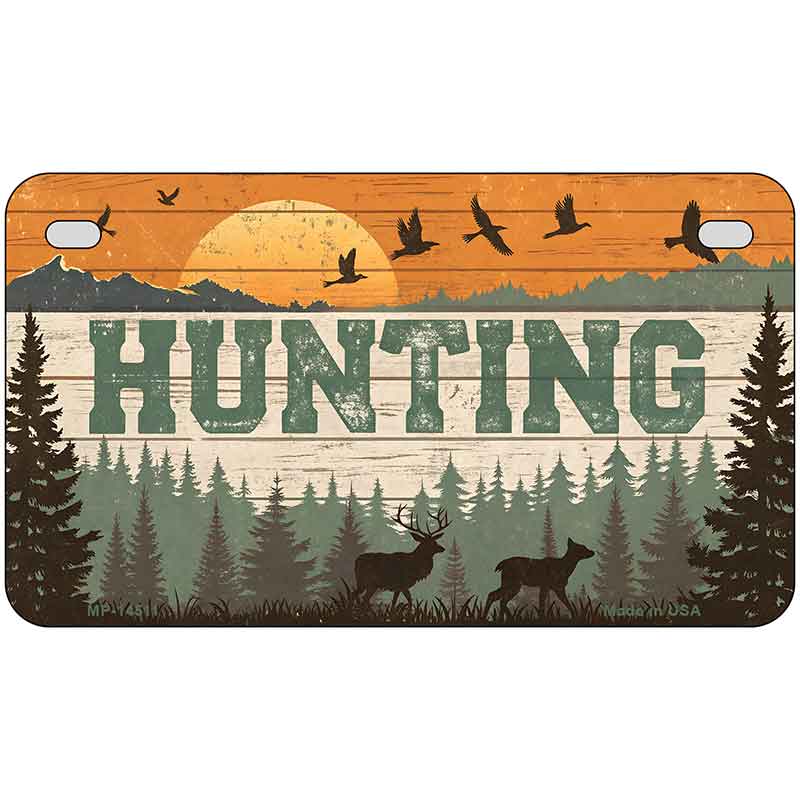 Hunting Sunset Novelty Metal License Plate LP-14511