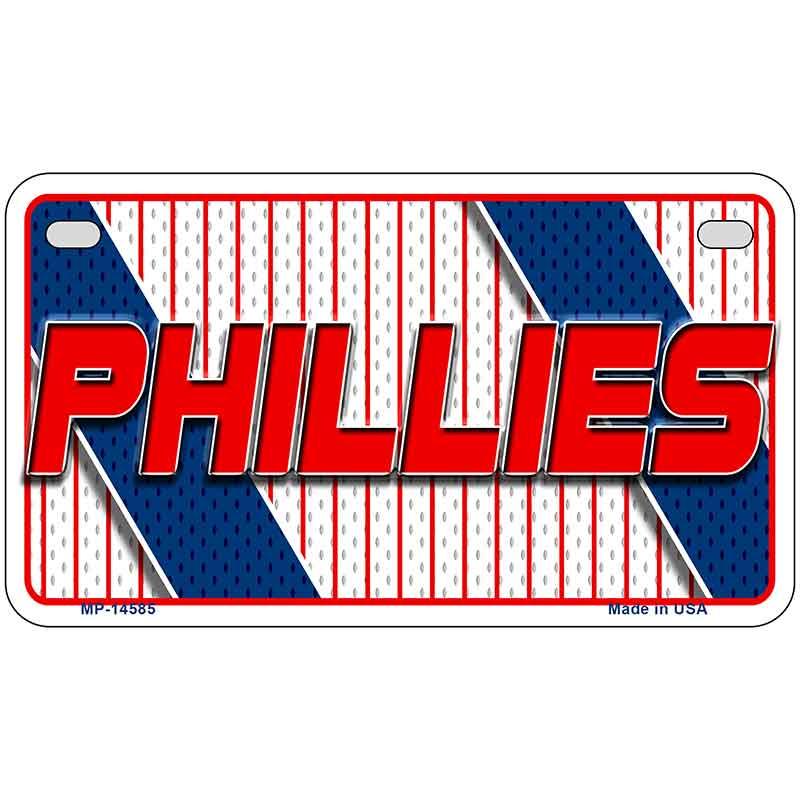 PHILLIES Graphic Novelty Metal License Plate LP-14585 7" x 4" Motorcycle (MP)
