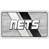 Metallic license plate with 'NETS' text on a sports-themed background