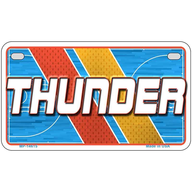 License plate with 'THUNDER' text on a colorful background