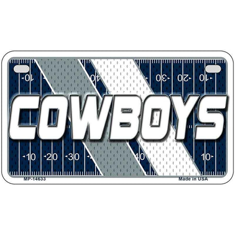 Cowboys license plate with football field design