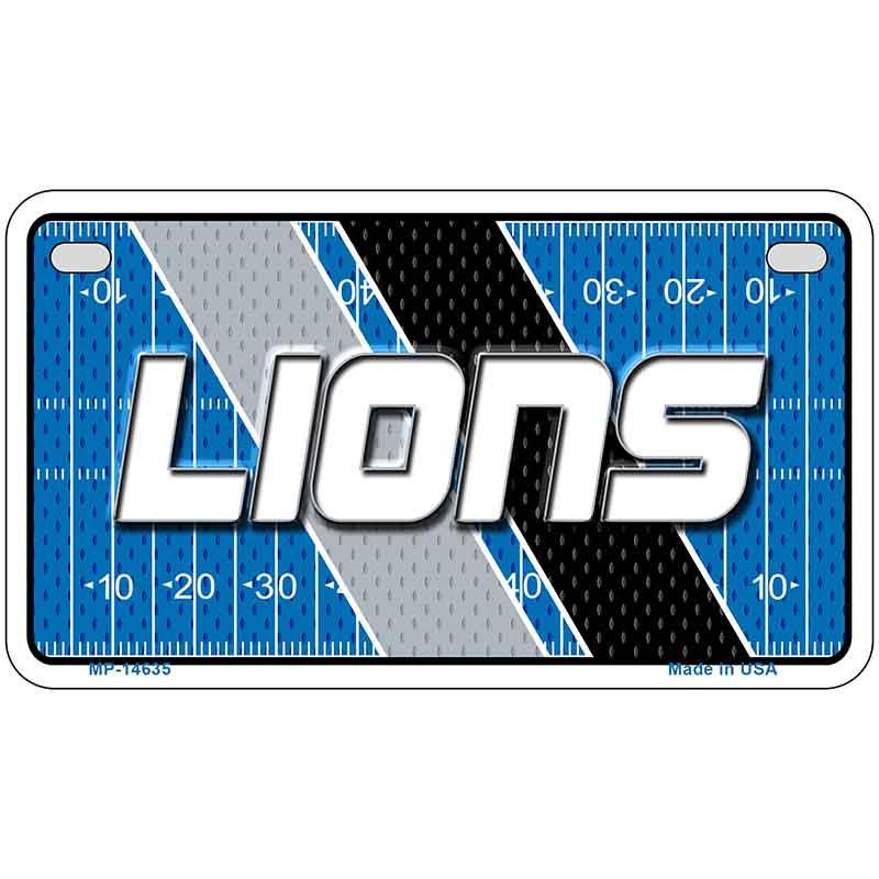 License plate with 'LIONS' text on a football field design