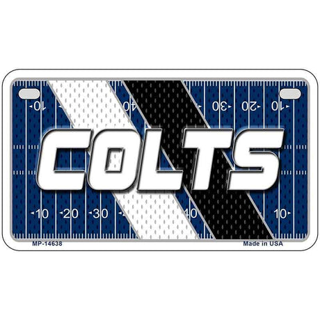 License plate with 'COLTS' text on a football field design