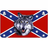Confederate Flag Wolf Metal Novelty License Plate 7" x 4" (MP)