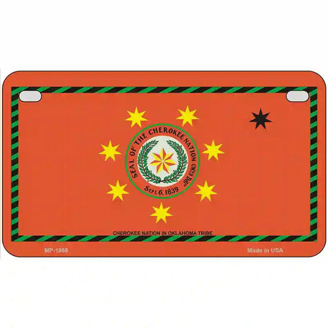 Cherokee Nation Flag Metal Novelty License Plate 7" x 4" (MP)