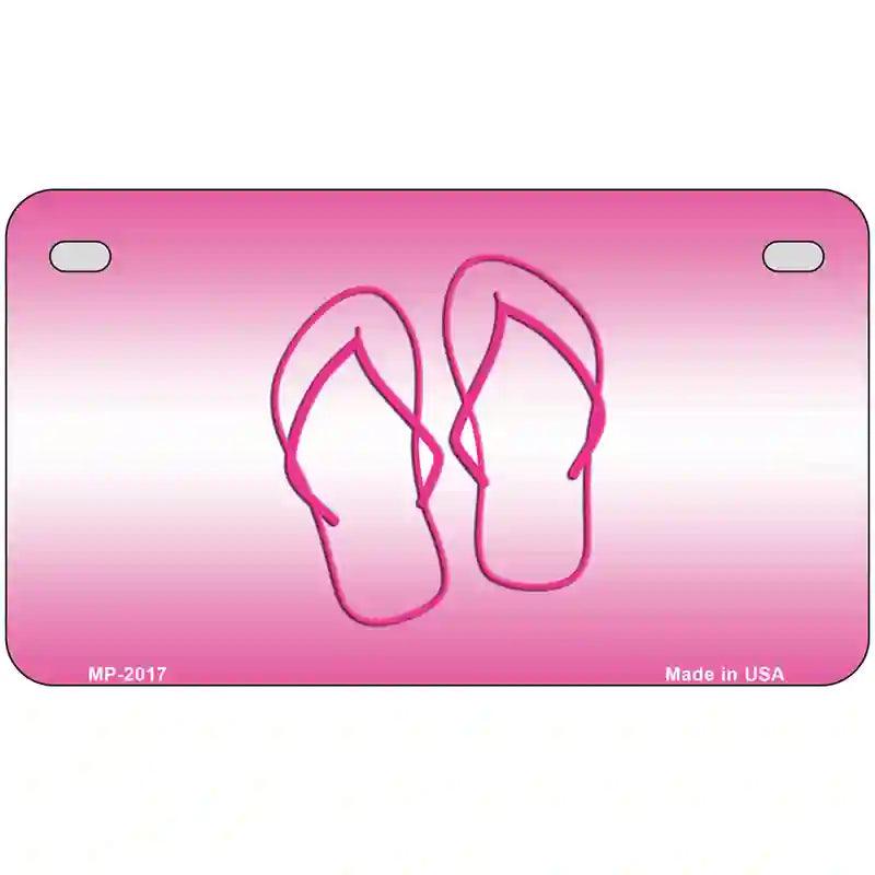 Flip Flops Pink Metal Novelty License Plate 7" x 4" (MP)