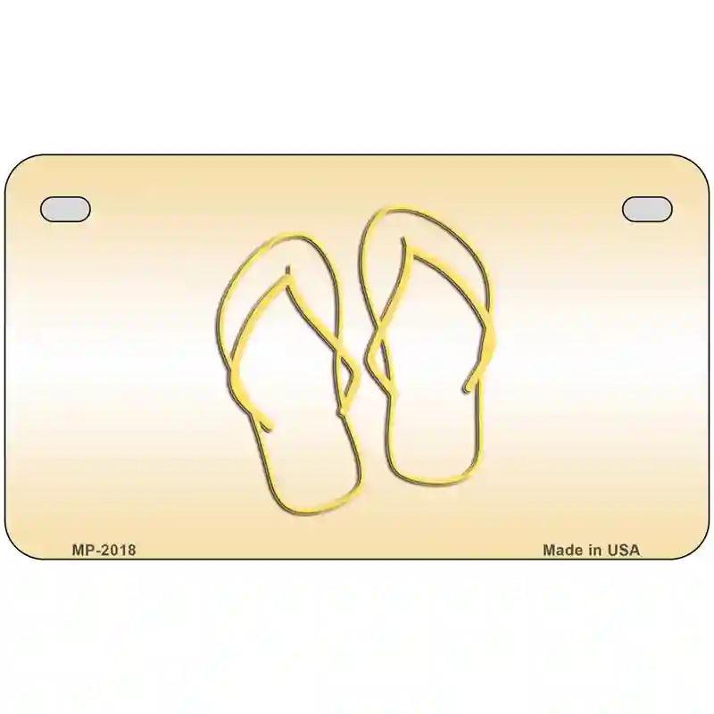 Flip Flops Yellow Metal Novelty License Plate 7" x 4" (MP)