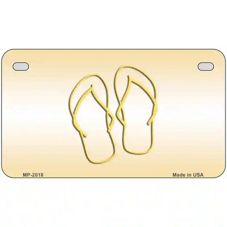 Flip Flops Yellow Metal Novelty License Plate 7" x 4" (MP)