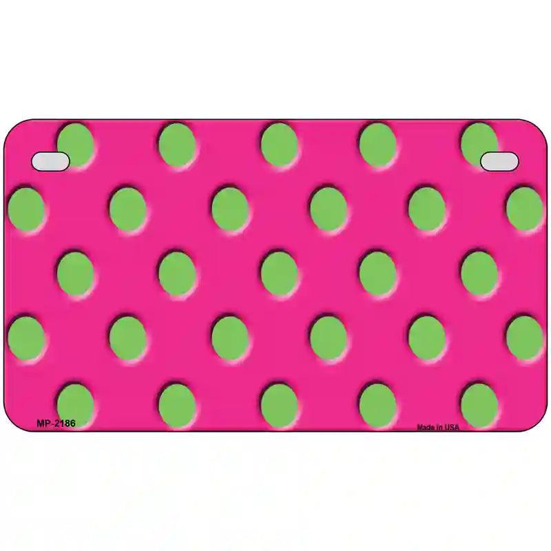 Lime Green Polka Dots Hot Pink Metal Novelty License Plate 7" x 4" (MP)