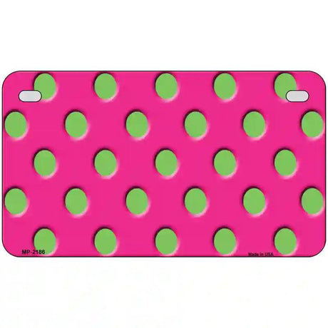 Lime Green Polka Dots Hot Pink Metal Novelty License Plate 7" x 4" (MP)