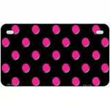 Hot Pink Polka Dots Black Metal Novelty License Plate 7" x 4" (MP)