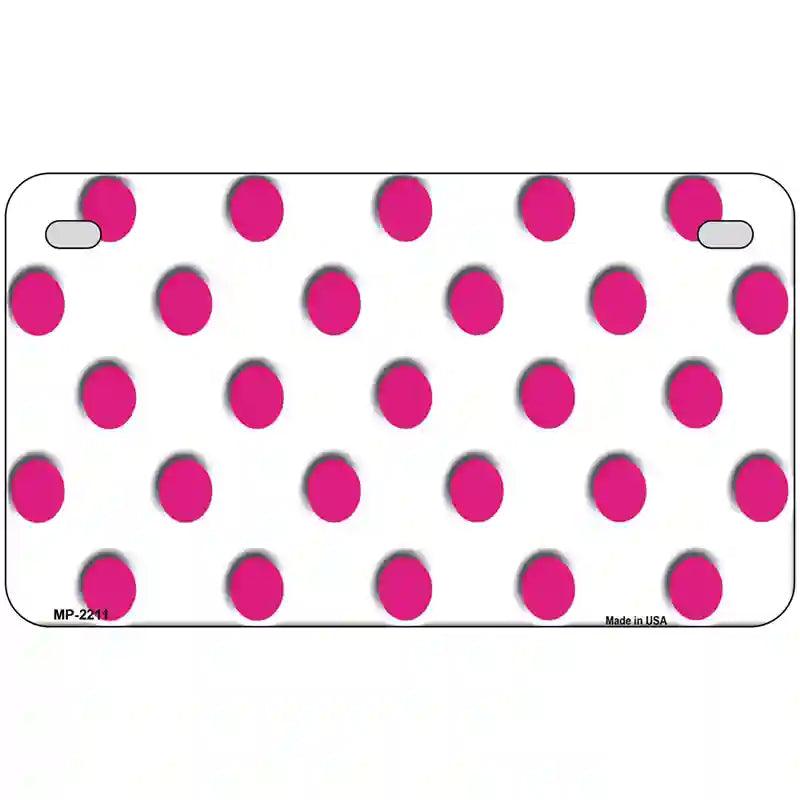 Hot Pink Polka Dots White Metal Novelty License Plate 7" x 4" (MP)