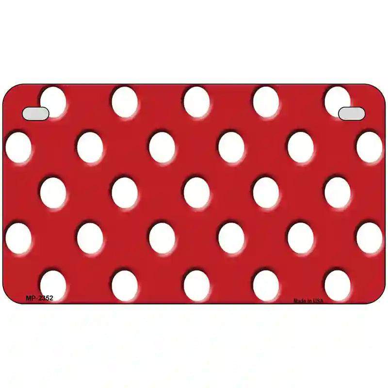 White Polka Dots Red Metal Novelty License Plate 7" x 4" (MP)